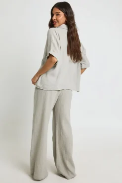 Pantalon De Plage Large À Taille Élastiquée Avec Lien Noué