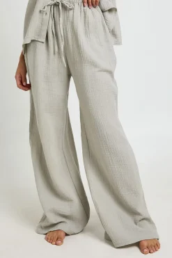 Pantalon De Plage Large À Taille Élastiquée Avec Lien Noué