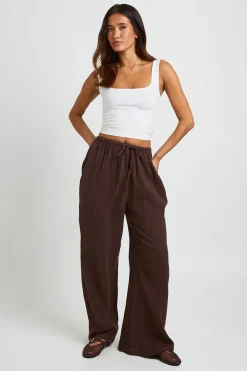 boohoo Pantalon De Plage Large À Taille Élastiquée Et Lien Noué Devant<Femme Tenues De Plage