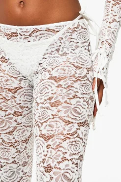 boohoo Pantalon de plage nuptial en dentelle Premium à jambe large<Femme Satin Et Dentelle|Tenues De Plage
