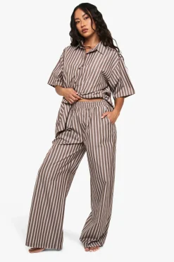 boohoo Pantalon de pyjama en coton à rayures tonales<Femme Pyjamas