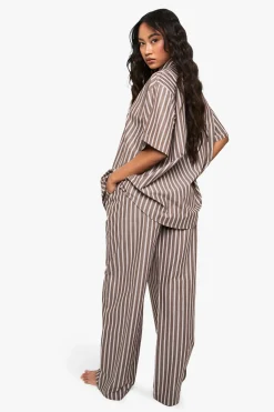 boohoo Pantalon de pyjama en coton à rayures tonales<Femme Pyjamas