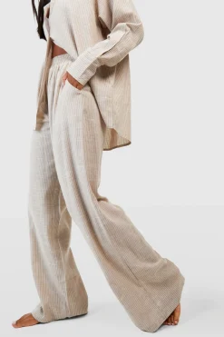 boohoo Pantalon de pyjama en coton à rayures tonales<Femme Pyjamas