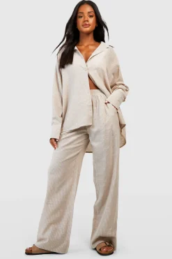 boohoo Pantalon de pyjama en coton à rayures tonales<Femme Pyjamas