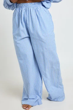 boohoo Pantalon De Pyjama À Fines Rayures En Coton Grande Taille<Femme Pyjamas