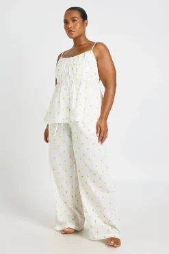 boohoo Pantalon De Pyjama Gaufré À Imprimé Citrons Grande Taille<Femme Pyjamas