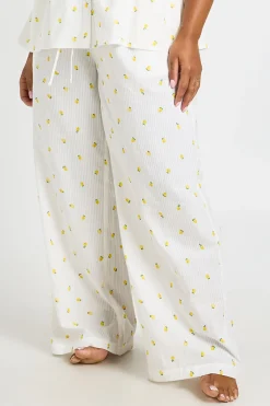 boohoo Pantalon De Pyjama Gaufré À Imprimé Citrons Grande Taille<Femme Pyjamas
