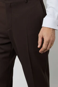 Pantalon De Smoking Coupe Slim Avec Bande De Satin Chocolat