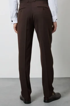 Pantalon De Smoking Coupe Slim Avec Bande De Satin Chocolat