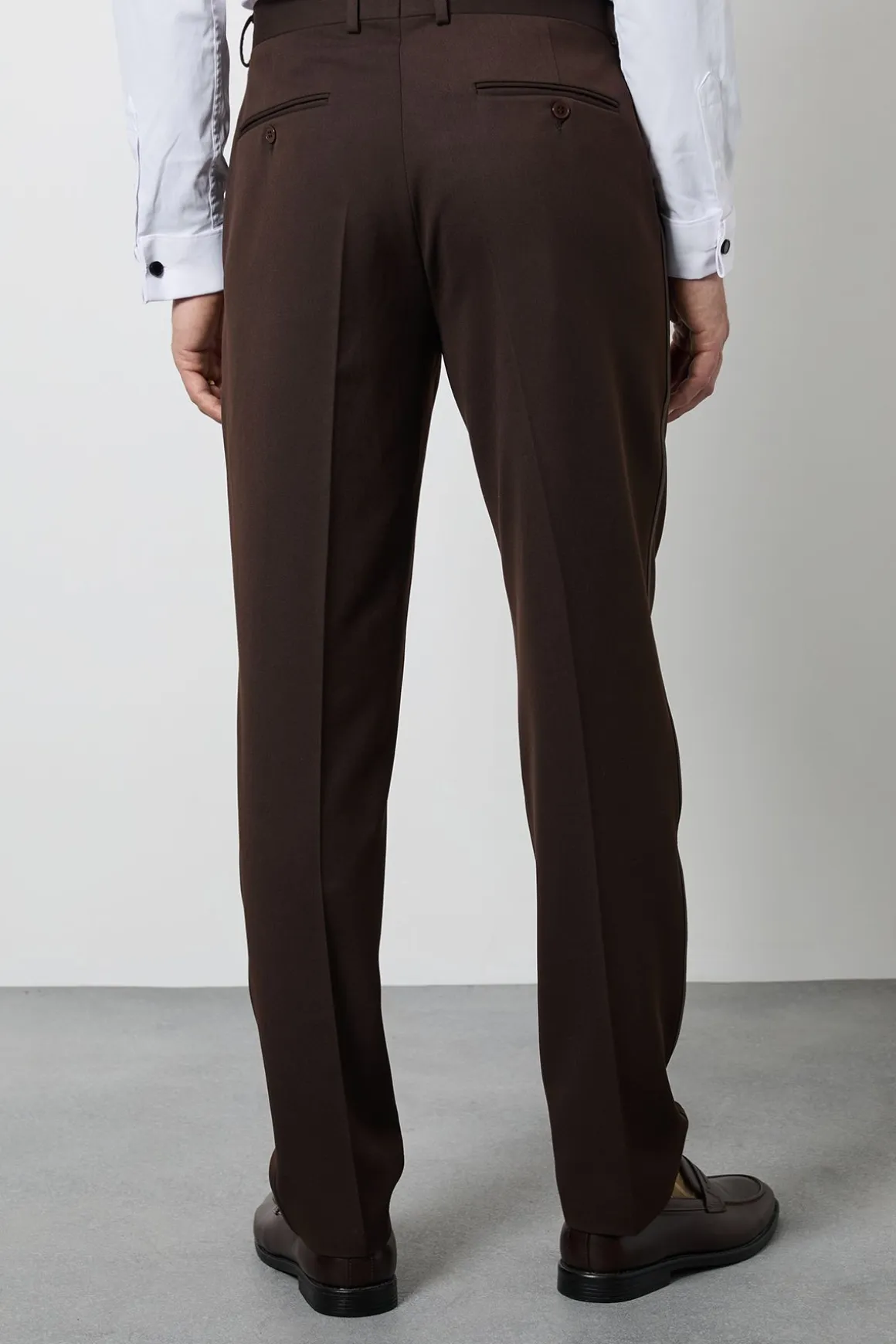 Pantalon De Smoking Coupe Slim Avec Bande De Satin Chocolat