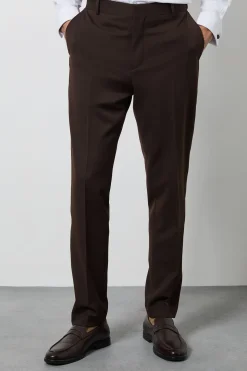 Pantalon De Smoking Coupe Slim Avec Bande De Satin Chocolat
