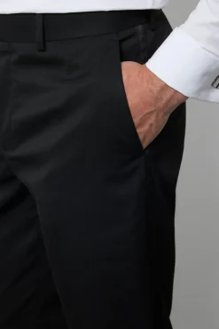 Pantalon de Smoking Coupe Slim avec Bande Satin Noir