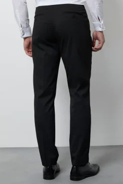 Pantalon de Smoking Coupe Slim avec Bande Satin Noir