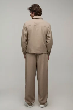 Pantalon De Tailleur Coupe Décontractée À Double Pli Coordonné