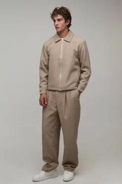 Pantalon De Tailleur Coupe Décontractée À Double Pli Coordonné