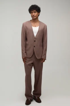 Pantalon De Tailleur Coupe Décontractée Aspect Lin
