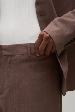 Pantalon De Tailleur Coupe Décontractée Aspect Lin