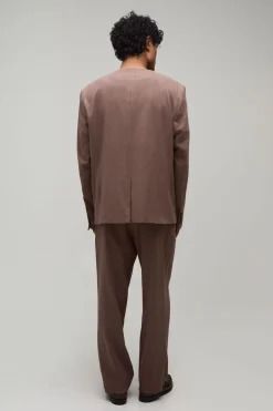 Pantalon De Tailleur Coupe Décontractée Aspect Lin