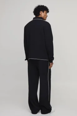 boohooMAN Pantalon De Tailleur Tall Coupe Ample Décontractée À Plis Devant Et Passepoil Contrasté Ensemble Coordonné<Homme Pantalons Tall|Tout Afficher