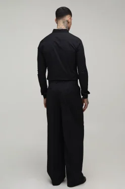 boohooMAN Pantalon De Tailleur Tall Coupe Large Avec Ceinture Et Plis Sur Le Devant<Homme Pantalons Tall|Tout Afficher