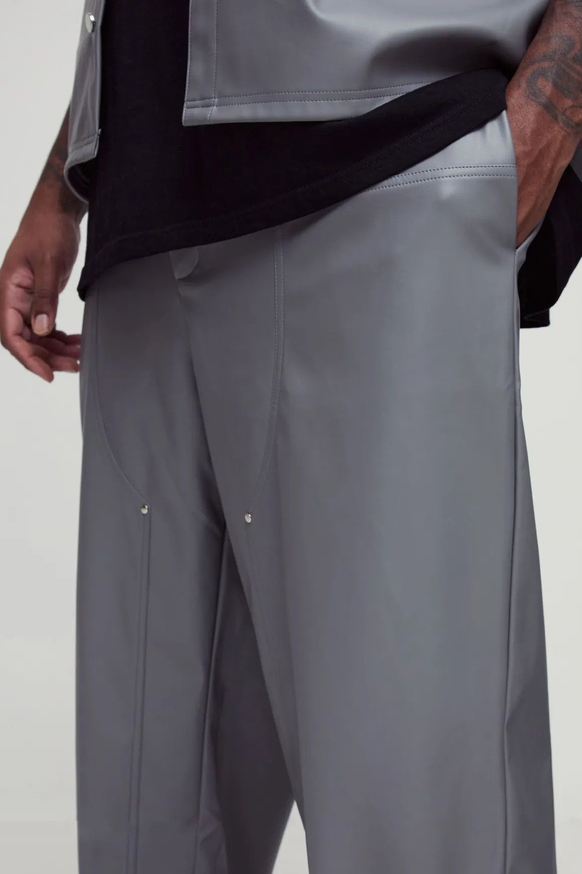 Pantalon de travail à panneau synthétique, coupe décontractée plus, taille fixe