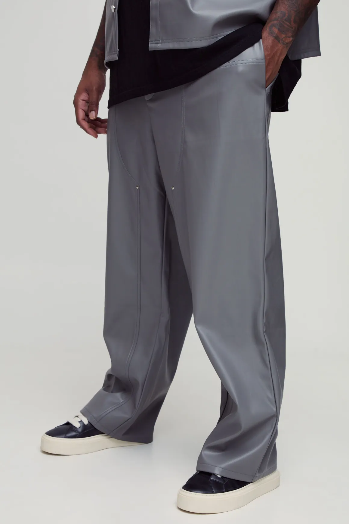 Pantalon de travail à panneau synthétique, coupe décontractée plus, taille fixe