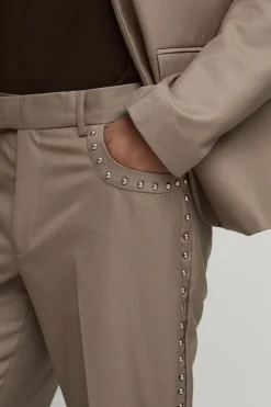 Pantalon De Ville Ajusté À Clous