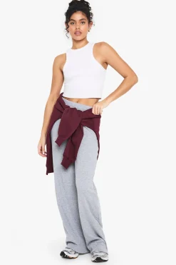 Pantalon à double couche côtelé en modal et jambes larges