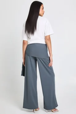 boohoo Pantalon Double Épaisseur Mat Slinky à Taille Nouée<Femme Pantalons