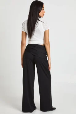 boohoo Pantalon Double Épaisseur Satiné Mat à Taille Nouée<Femme Pantalons