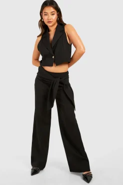 boohoo Pantalon Drapé Côté à Jambe Large<Femme Pantalons|Tailleurs