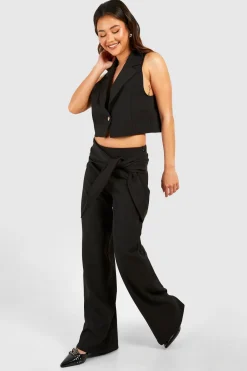 boohoo Pantalon Drapé Côté à Jambe Large<Femme Pantalons|Tailleurs