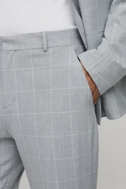 boohooMAN Pantalon Droit Ajusté À Carreaux Fenêtre<Homme Ensembles|Costumes Et Tenues Formelles