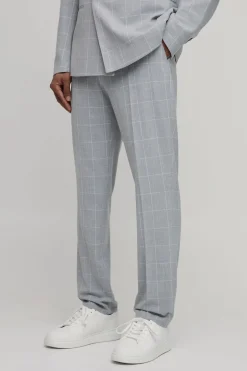 boohooMAN Pantalon Droit Ajusté À Carreaux Fenêtre<Homme Ensembles|Costumes Et Tenues Formelles