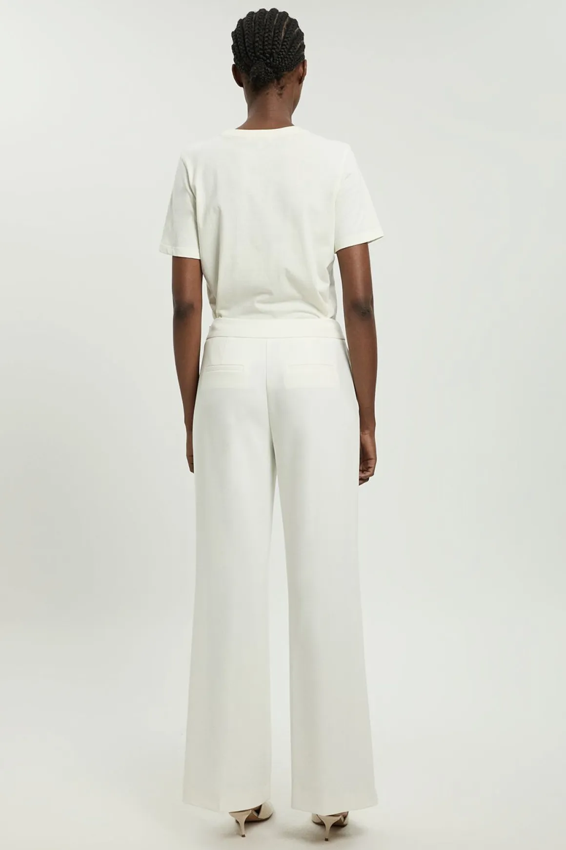 Pantalon Droit Ajusté en Tissu Stretch Compact