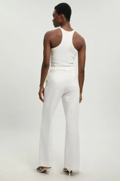Pantalon Droit Ajusté En Tissu Stretch Compact