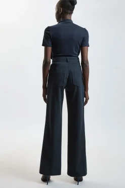 Pantalon Droit Ajusté Extensible À Poches