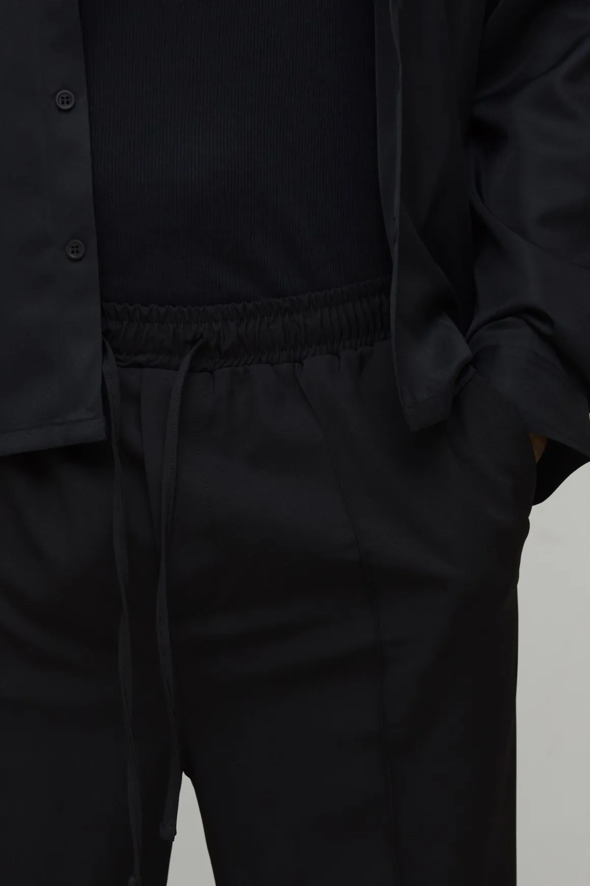 Pantalon Droit Ajusté Élégant à Plis avec Élastique