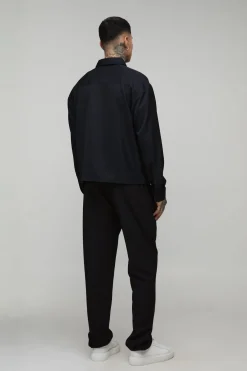 Pantalon Droit Ajusté Élégant à Plis avec Élastique