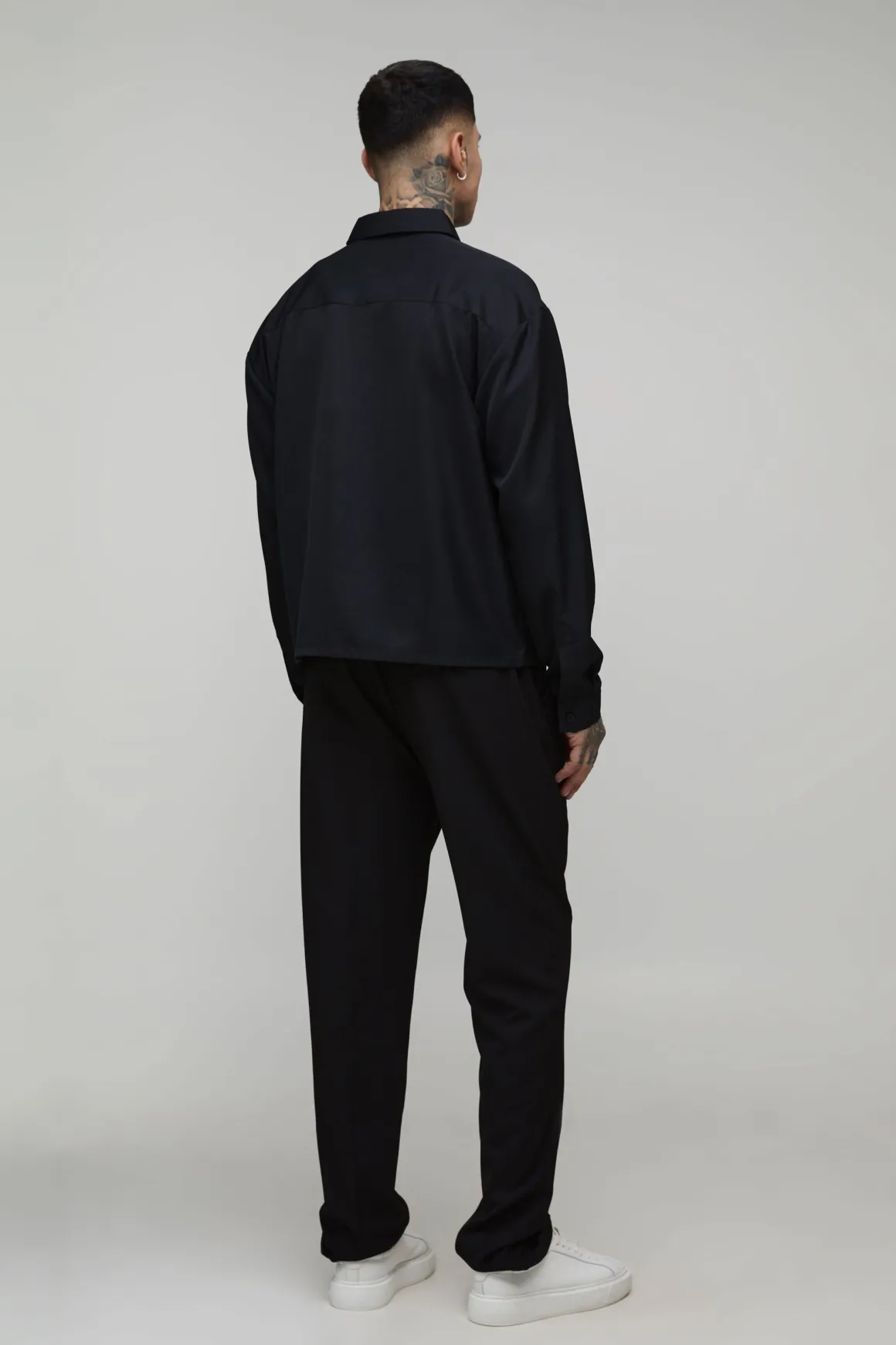 Pantalon Droit Ajusté Élégant à Plis avec Élastique