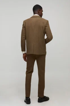boohooMAN Pantalon droit aspect laine<Homme Costumes Et Tenues Formelles