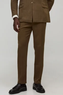 boohooMAN Pantalon droit aspect laine<Homme Costumes Et Tenues Formelles