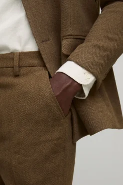 boohooMAN Pantalon droit aspect laine<Homme Costumes Et Tenues Formelles