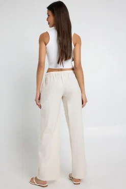 Pantalon Droit Aspect Lin