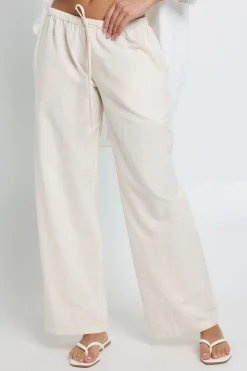 Pantalon Droit Aspect Lin