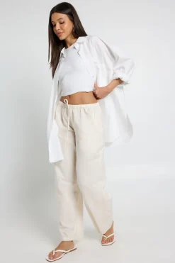 Pantalon Droit Aspect Lin