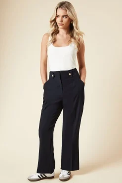 Pantalon Droit à Ceinture Onglet Petite Taille