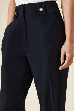 Pantalon Droit à Ceinture Onglet Petite Taille