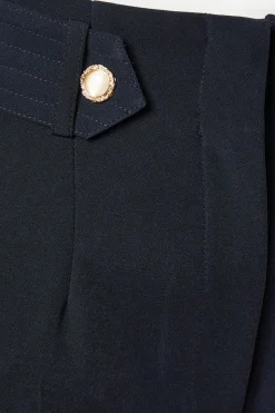 Pantalon Droit à Ceinture Onglet Petite Taille
