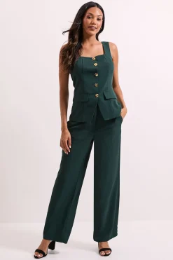 Pantalon Droit à Ceinture Surpiquée